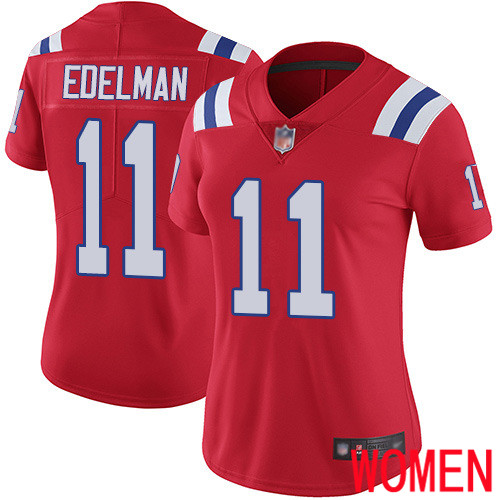 New England Patriots Football #11 Vapor Limited Red Women Julian Edelman Alternate NFL Jersey->women nfl jersey->Women Jersey